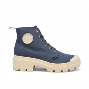 Botas Palladium Pallabase Twill Mujer Indigo | BF3075286