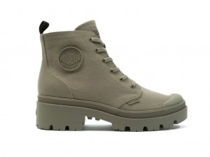 Botas Palladium Pallabase Twill Mujer Verde | TX2719645