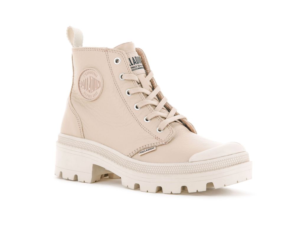 Botas Palladium Pallabase Leather Mujer Beige | BO9574628