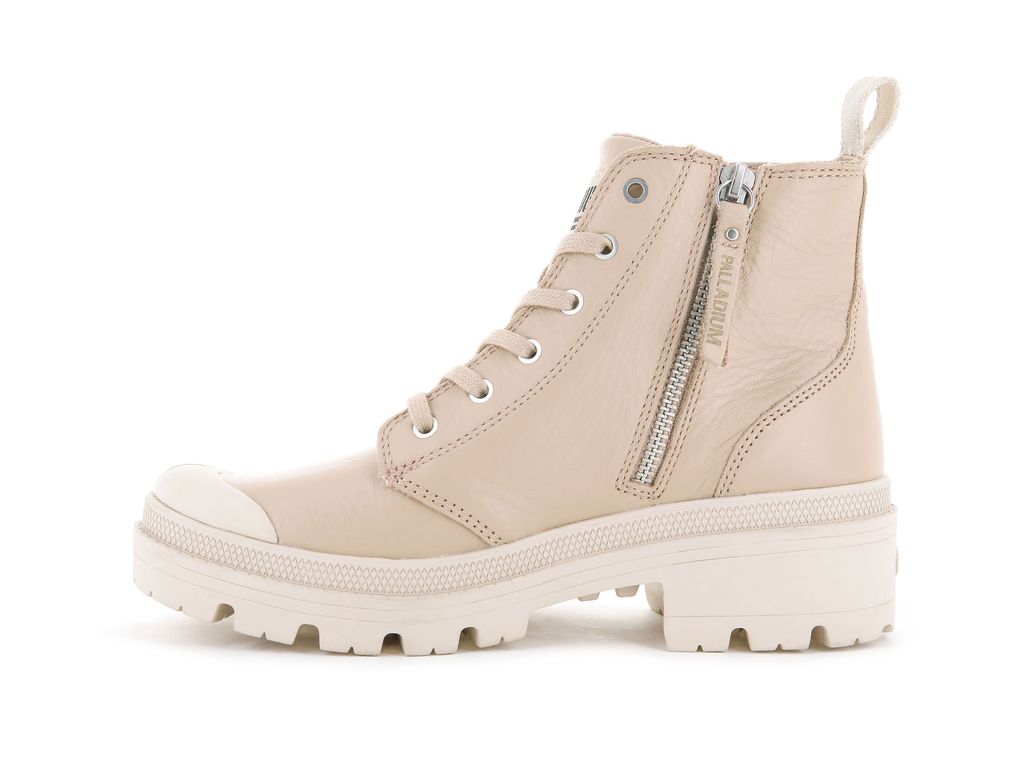 Botas Palladium Pallabase Leather Mujer Beige | BO9574628