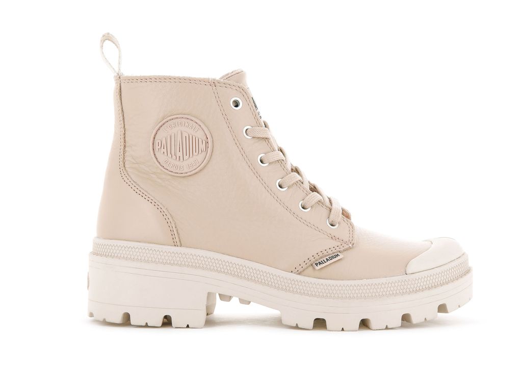 Botas Palladium Pallabase Leather Mujer Beige | BO9574628