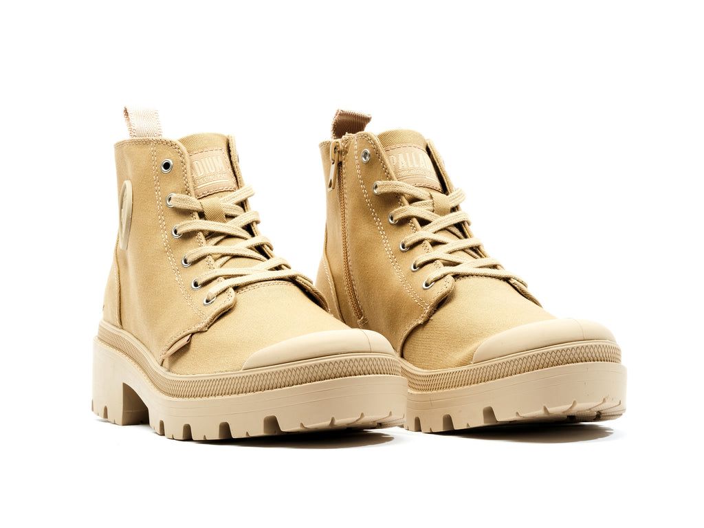 Botas Palladium Pallabase Twill Mujer Caramel | AR6792180