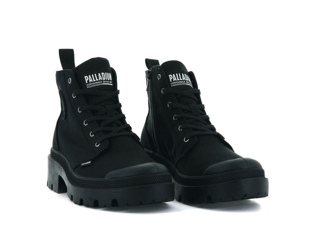 Botas Palladium Pallabase Twill Mujer Negras Negras | HB9236054