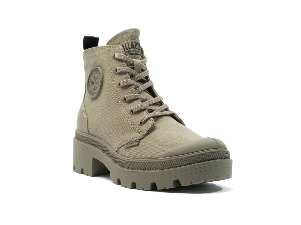 Botas Palladium Pallabase Twill Mujer Verde | DY2768314