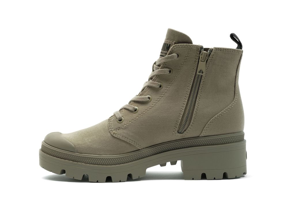 Botas Palladium Pallabase Twill Mujer Verde | DY2768314