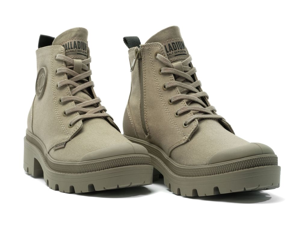 Botas Palladium Pallabase Twill Mujer Verde | DY2768314