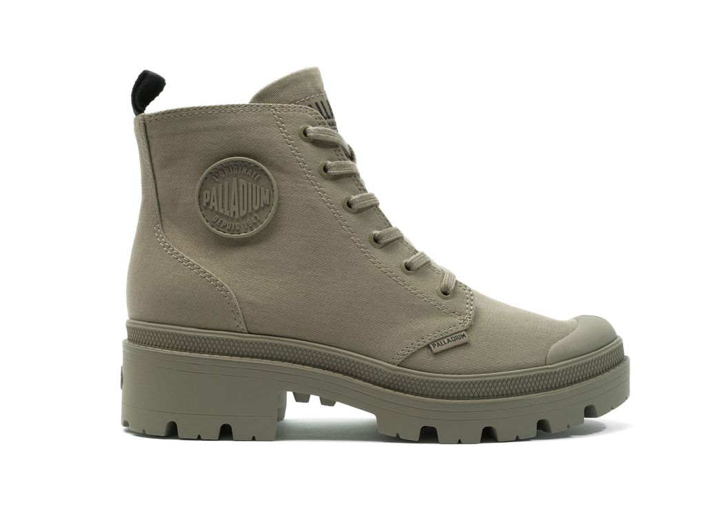 Botas Palladium Pallabase Twill Mujer Verde | DY2768314